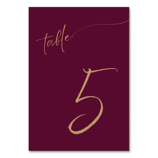 Königliche Hochzeitskarten Bordeaux-Tischnummer Tischnummer (Rückseite)