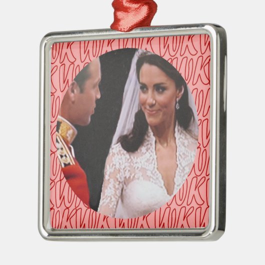 Königliche Hochzeitsverzierung Williams und Kate Silbernes Ornament (Links)