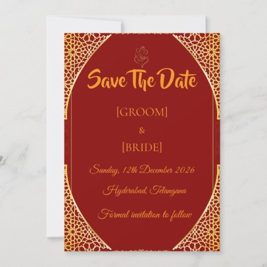 Königliche indische Hochzeitsankündigung Save The Date (Vorderseite)