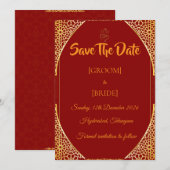 Königliche indische Hochzeitsankündigung Save The Date (Vorne/Hinten)