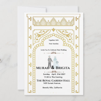 Königliche indische Hochzeitseinladung – Gold Desi Einladung