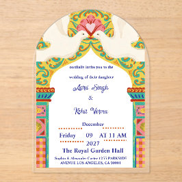 Königliche indische Hochzeitseinladung | Gold Trad Acryleinladungen