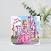 Königliche Karikatur 4. Geburtstag Einladung (Stehend Vorderseite)