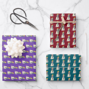 Königliche Katze in Krone und Robe Vintage Pop Art Geschenkpapier Set