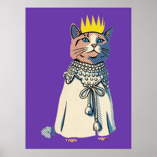 Königliche Katze in Krone und Robe Vintage Pop Art Poster