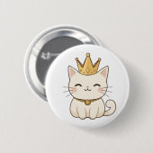 Königliche Katze mit goldener Krone Kawaii-Design Button (Vorne & Hinten)