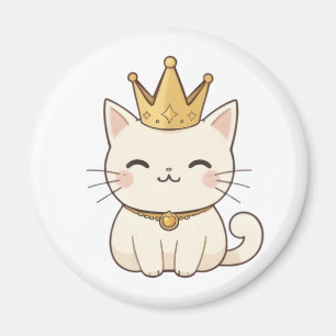 Königliche Katze mit goldener Krone Kawaii-Design Magnet