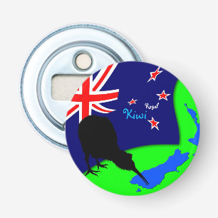 "Königliche Kiwi-" Vogel u. Neuseeland-Karte - Br Flaschenöffner