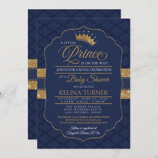 Königliche kleine Einladung Prinz-Babyparty (Vorne/Hinten)