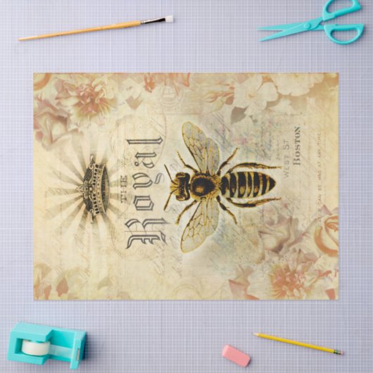Königliche Königin Bee Ephemera Decoupage Seidenpapier (Basteln)