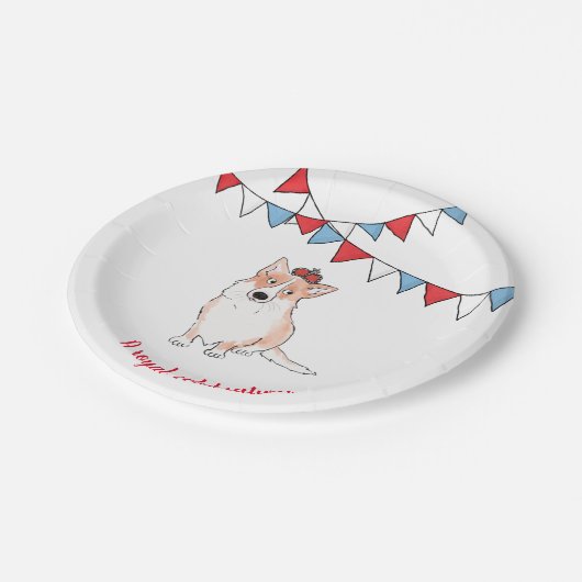 Königliche Korgi-Rundpapier Pappteller (Schrägansicht)