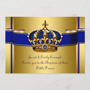 Königliche Krone Blau und Gold Prinz Taufe Einladung