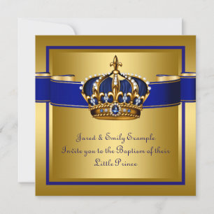 Königliche Krone Blau und Gold Prinz Taufe Einladung