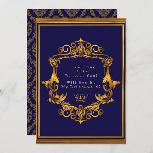 Königliche Krone Blühe du meine Brautjungfrau sein Einladung (Vorne/Hinten)