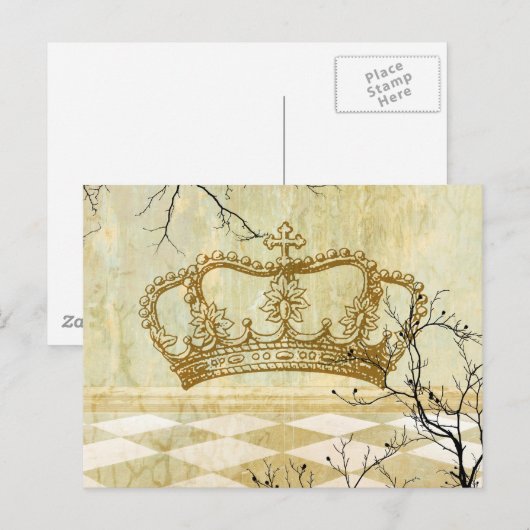 Königliche Krone mit Zweigen Postkarte (Vorne/Hinten)