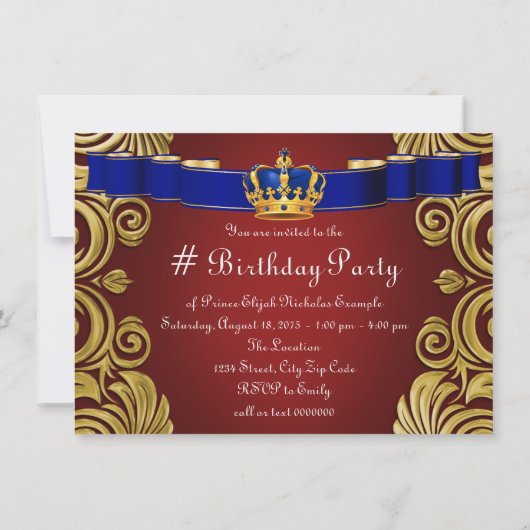 Königliche Kronprinz Geburtstagspartei Einladung (Rückseite)