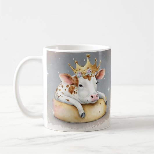 Königliche Kuh träumt auf dem Käsethrone Kaffeetasse (Links)
