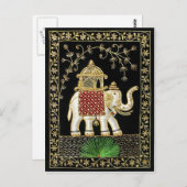 KÖNIGLICHE KUNST DER INDISCHER ELEFANT-FAHRTZARI POSTKARTE (Vorne/Hinten)