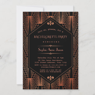 Königliche Kupfer-Schwarze Great Gatsby-Junggesell Einladung