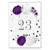 Königliche lila Blume Silberhochzeit Tischnummer (Rückseite)