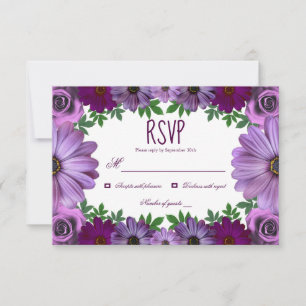 Königliche lila Blumenhochzeit RSVP Karte