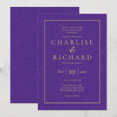 Königliche lila Blumenweine Hochzeitsreise Einladung (Vorne/Hinten)