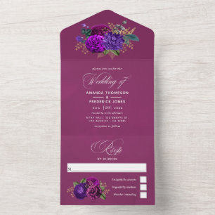 Königliche Lila Hochzeit und Goldene Hochzeit All In One Einladung