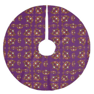 Königliche lila Königin des Herz-Goldkrone Polyester Weihnachtsbaumdecke