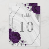 königliche lila silberfarbene geometrische Tischnu Einladung (Vorne/Hinten)