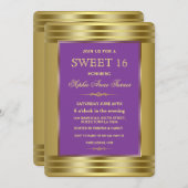 Königliche Lila und Goldene Geburtstagsparty Einla Einladung (Vorne/Hinten)