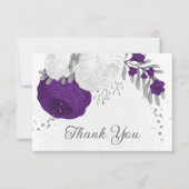 Königliche lila und weiße Blume Silberhochzeit Dankeskarte (Vorderseite)
