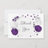 Königliche lila und weiße Blume Silberhochzeit Dankeskarte (Vorderseite)