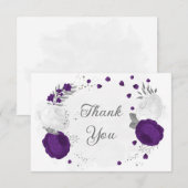 Königliche lila und weiße Blume Silberhochzeit Dankeskarte (Vorne/Hinten)