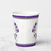 Königliche lila und weiße Blume Silberkranz Pappbecher (Rechts)