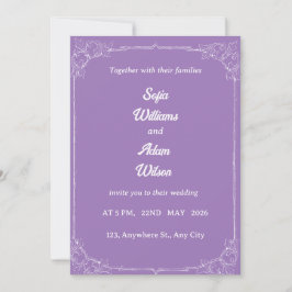 ​Königliche Lila- und Weiße-Filigran-Hochzeitseinl Einladung
