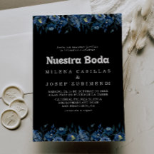 Königliche Marine Blau Floral Nuestra Boda Hochzei