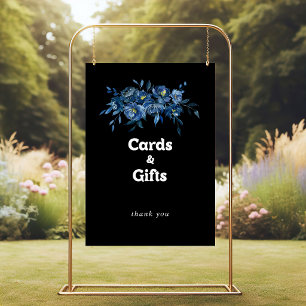 Königliche Marine Blau Florale Karten und Geschenk Poster