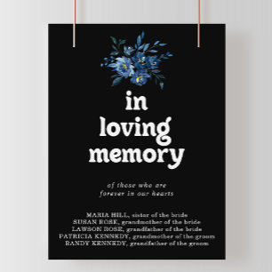 Königliche Marine Blau Florales In Liebe Erinnerun Poster