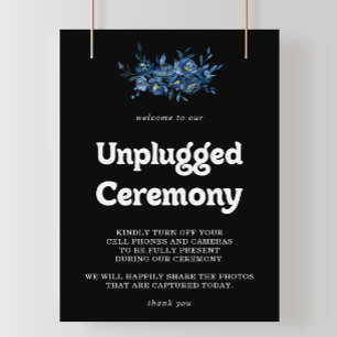 Königliche Marine Blau Florales Unplugged-Zeremoni Poster
