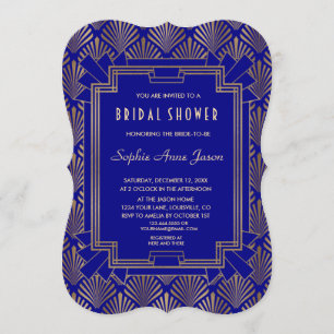 Königliche Marine Blau Gold Great Gatsby Brautpart Einladung