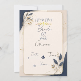 Königliche Marine Blau & Gold Hochzeitseinladungsk Einladung