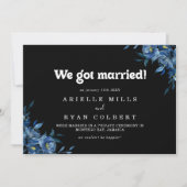 Königliche Marine Blaue Florale Elopement-Anzeige Ankündigung (Vorderseite)