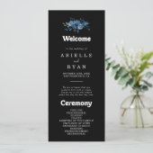 Königliche Marine Blaue Florale Hochzeitsprogramm Programm (Stehend Vorderseite)