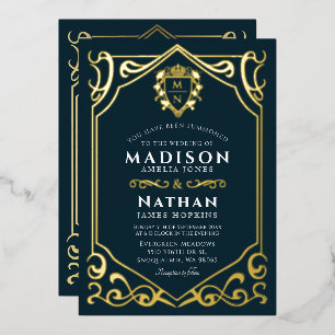 Königliche mittelalterliche Fantasy-Monogramm-Hoch Folieneinladung