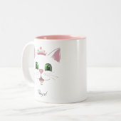 Königliche niedliche Katzengesicht und Kalligraphi Zweifarbige Tasse (Vorderseite Links)