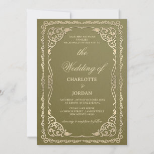 Königliche Olivgrün und Gold Hochzeit  Einladung