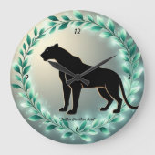 "Königliche Panther-Präsenz" Große Wanduhr (Vorderseite)