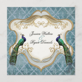 Königliche Pfau-Blau-Hochzeits-Einladung Einladung