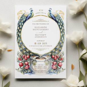Königliche Pfau-Themen-Hochzeit Einladung