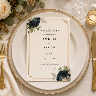 Königliche Pfingstrosen-Hochzeit mit goldenem Rahm Save The Date